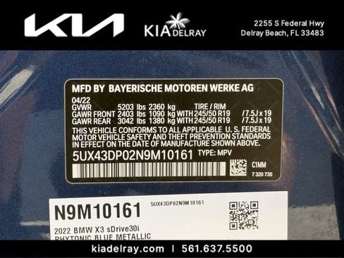 Used 2022 BMW X3 sDrive30i w/ Convenience Package RWD image 38