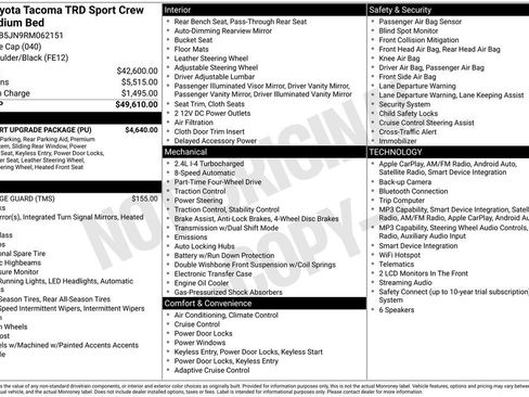 Used 2024 Toyota Tacoma TRD Sport w/ TRD Sport Upgrade Package AWD/4WD image 42