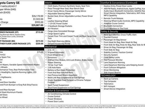 Used 2020 Toyota Camry SE w/ Convenience Package image 7