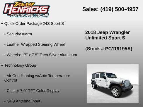 Used 2018 Jeep Wrangler Unlimited Sport S AWD/4WD image 23