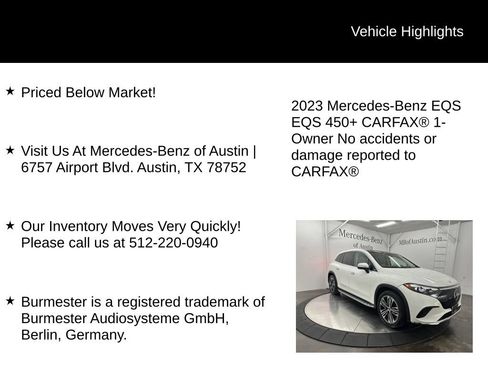 Used 2023 Mercedes-Benz EQS 450+ SUV image 6