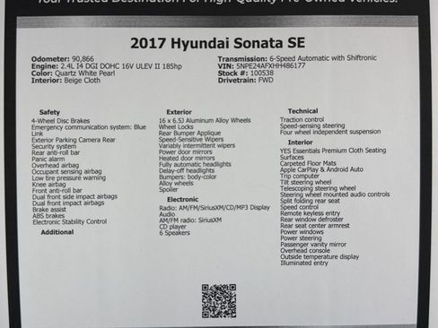 Used 2017 Hyundai Sonata SE FWD image 49