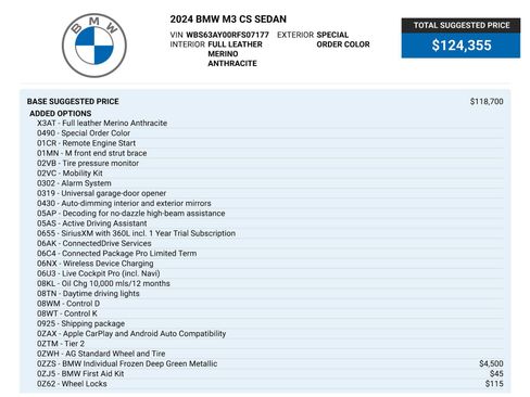 Used 2024 BMW M3 CS w/ M Driver's Package AWD/4WD image 88