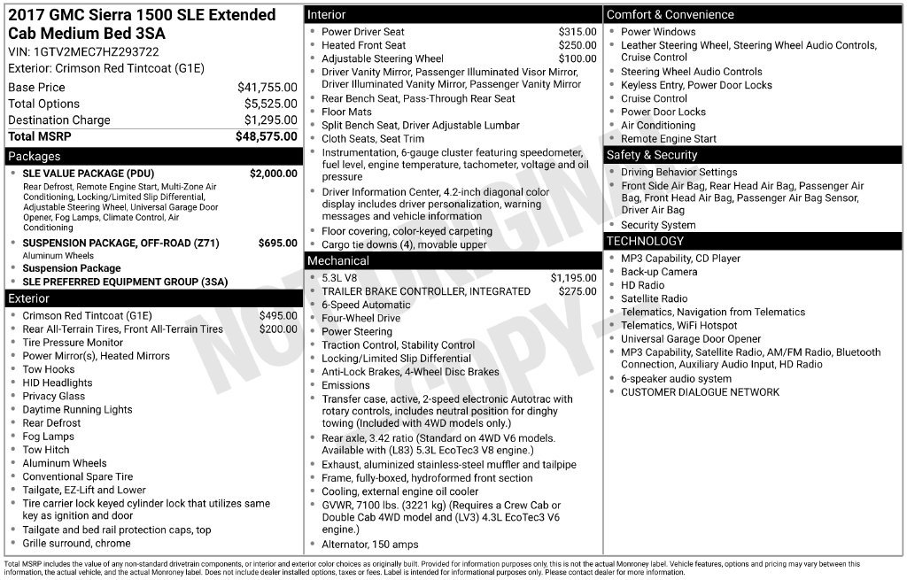 Used 2017 GMC Sierra 1500 SLE w/ SLE Value Package AWD/4WD image 31