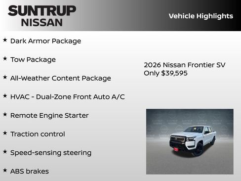 New 2026 Nissan Frontier SV w/ All-Weather Content Package image 8