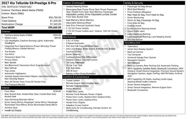 New 2027 Kia Telluride SX Prestige X-Pro AWD/4WD image 29