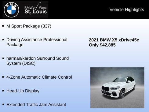 Used 2021 BMW X5 xDrive45e w/ M Sport Package AWD/4WD image 9