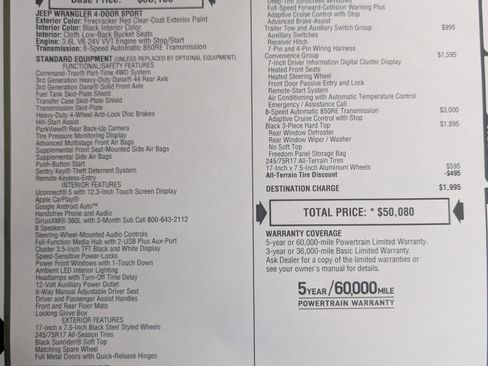 New 2026 Jeep Wrangler Unlimited Sport image 19