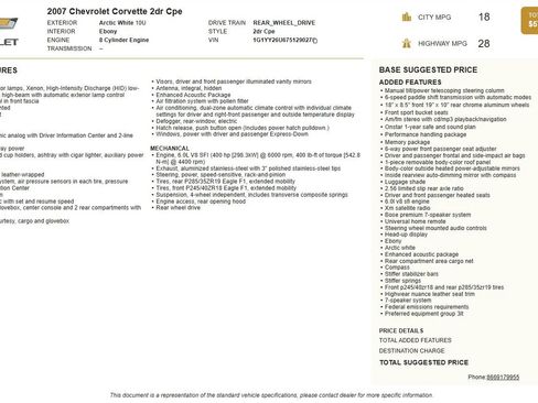 Used 2007 Chevrolet Corvette Coupe w/ Preferred Equipment Group RWD image 71