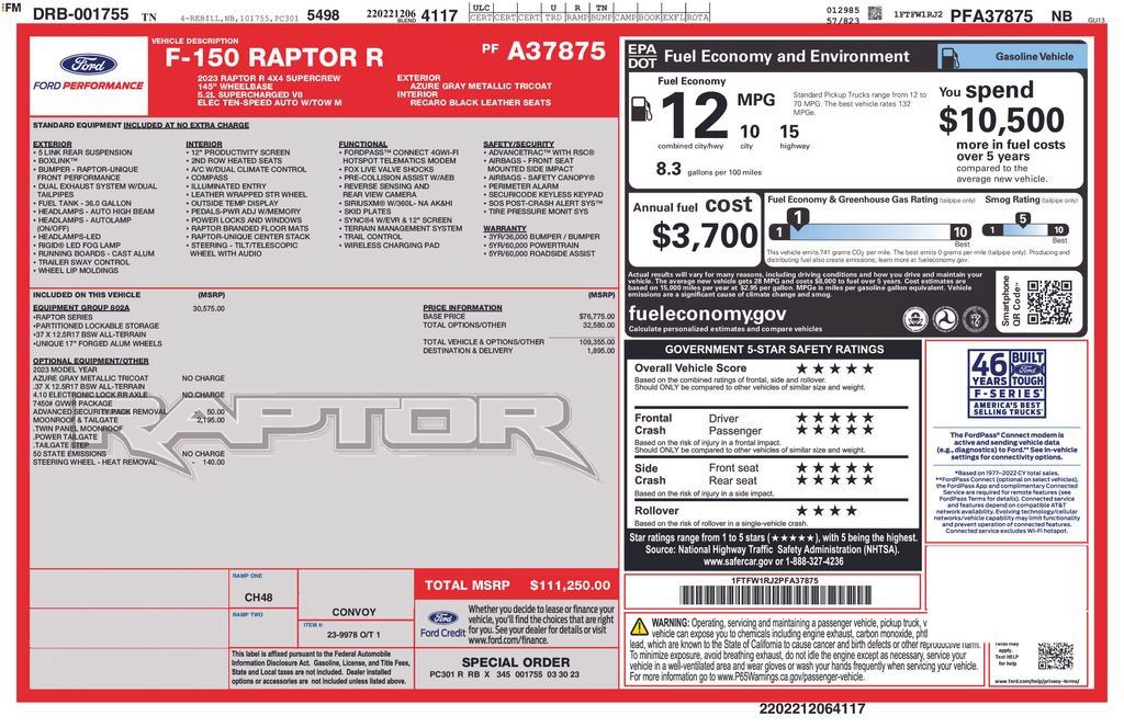 Certified 2023 Ford F150 Raptor w/ Equipment Group 802A Raptor R AWD/4WD image 38