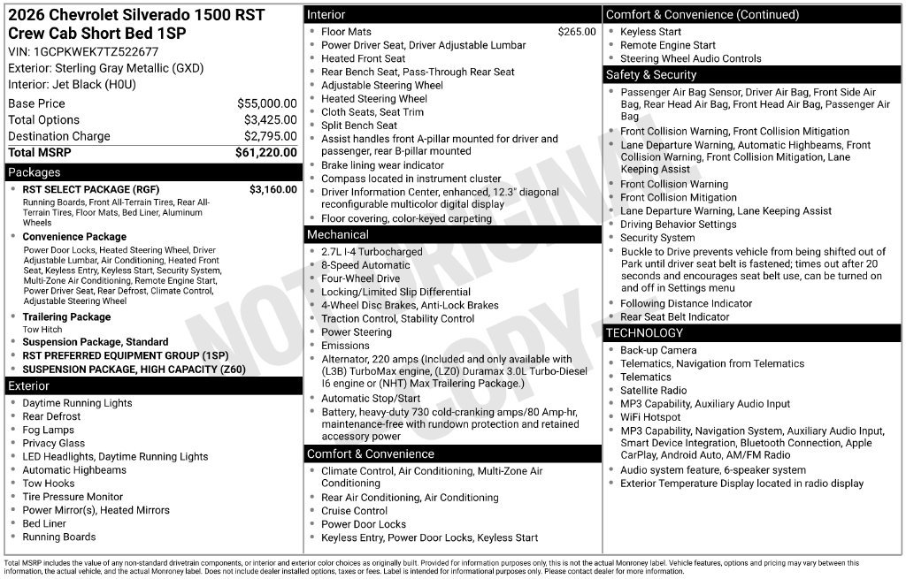 New 2026 Chevrolet Silverado 1500 RST w/ RST Select Package AWD/4WD image 18