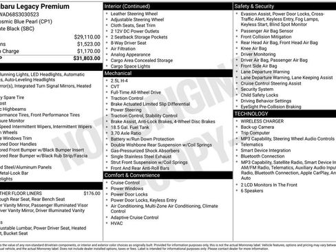 Certified 2025 Subaru Legacy Premium AWD/4WD image 11