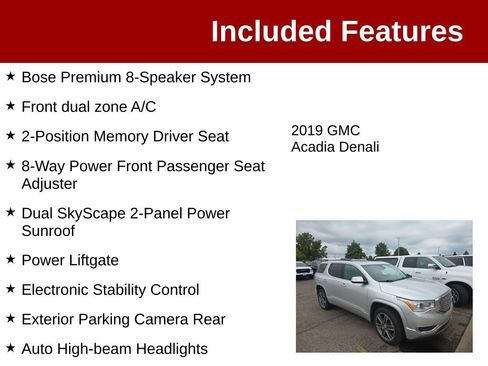 Used 2019 GMC Acadia Denali w/ Technology Package AWD/4WD image 4