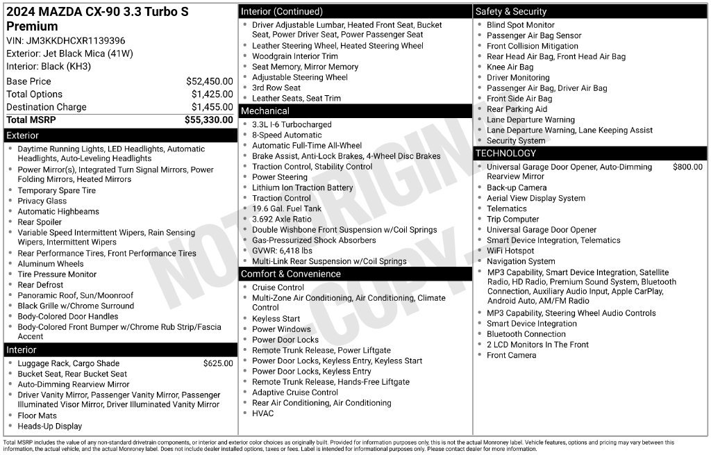 Certified 2024 MAZDA CX-90 3.3 Turbo S w/ Premium Package AWD/4WD image 11