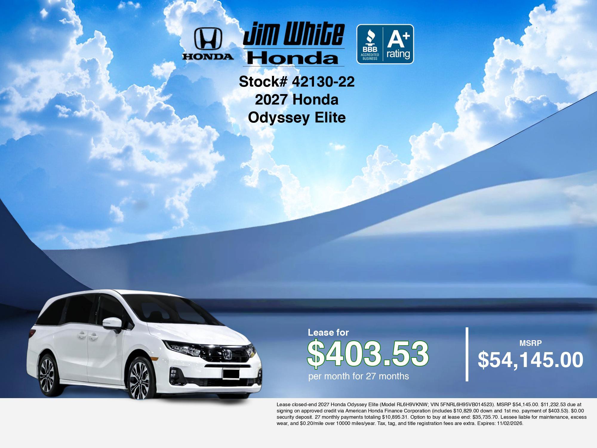 New 2027 Honda Odyssey Elite image 5