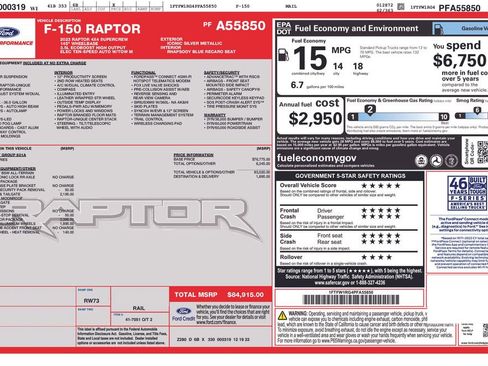 Certified 2023 Ford F150 Raptor w/ Blue Interior Package image 34