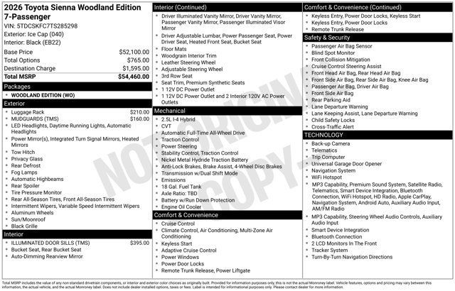 New 2026 Toyota Sienna XLE Woodland Edition AWD/4WD image 1
