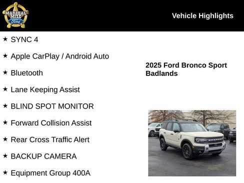 New 2025 Ford Bronco Sport Badlands w/ Badlands Tech Package AWD/4WD image 2