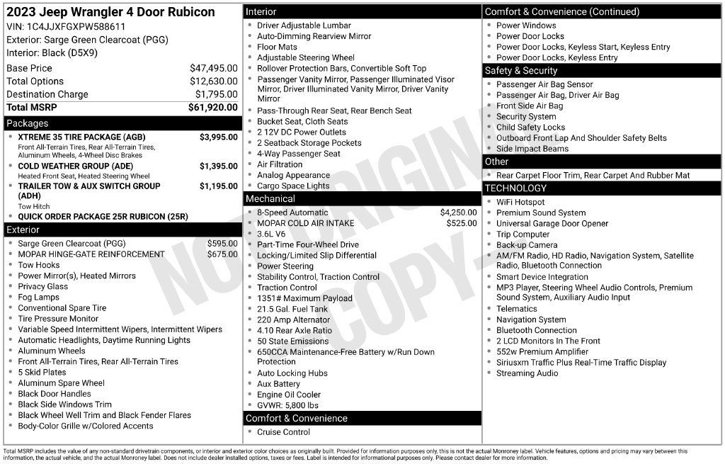 Used 2023 Jeep Wrangler Unlimited Rubicon w/ Xtreme 35 Tire Package AWD/4WD image 4