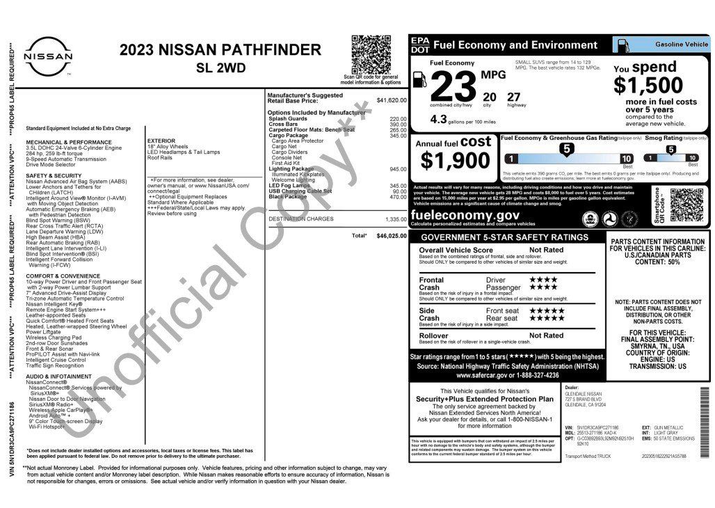 Used 2023 Nissan Pathfinder SL w/ Lighting Package (N92) FWD image 3