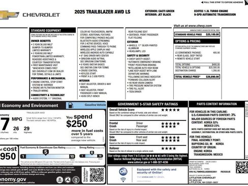 Certified 2025 Chevrolet TrailBlazer LS w/ LS Convenience Package image 1