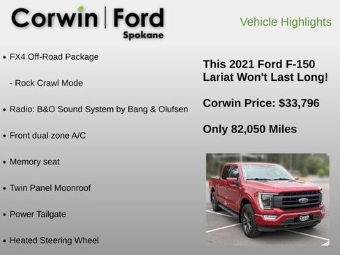 Used 2021 Ford F150 Lariat w/ Equipment Group 502A High AWD/4WD image 12