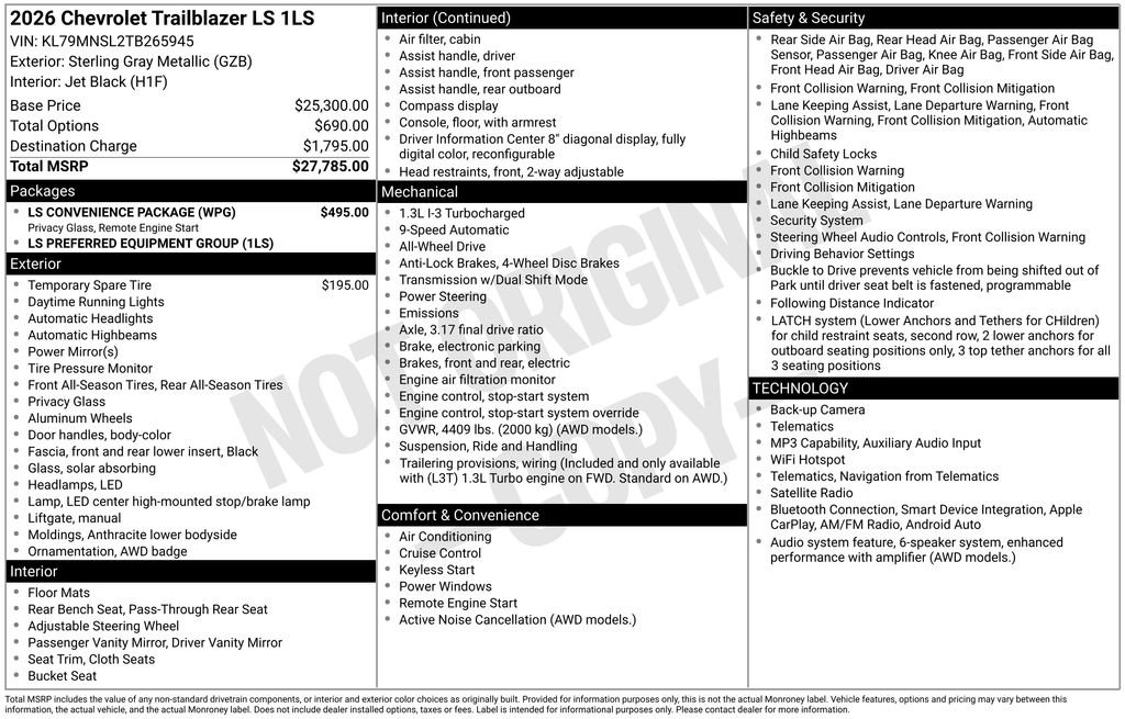 New 2026 Chevrolet TrailBlazer LS w/ LS Convenience Package AWD/4WD image 5