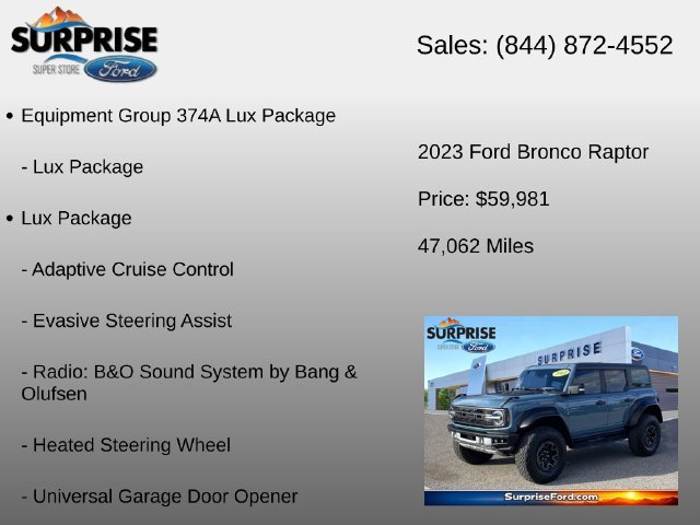 Certified 2023 Ford Bronco Raptor AWD/4WD image 6
