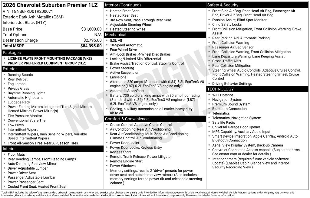 Used 2026 Chevrolet Suburban Premier AWD/4WD image 30