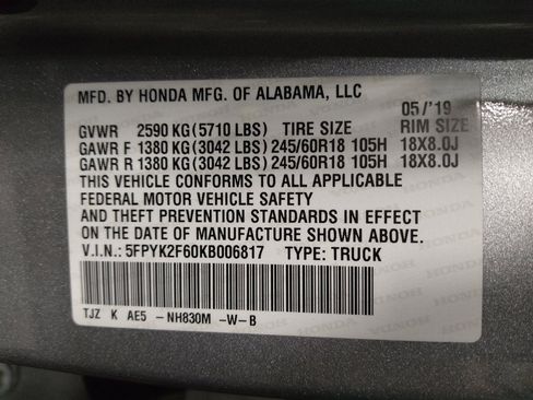 Used 2019 Honda Ridgeline RTL-T image 33