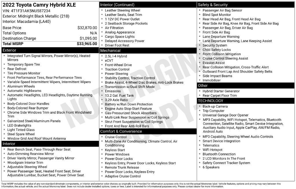 Used 2022 Toyota Camry XLE FWD image 7