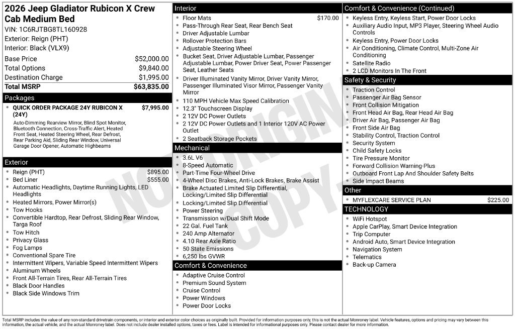 New 2026 Jeep Gladiator Rubicon AWD/4WD image 7