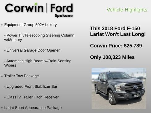 Used 2018 Ford F150 Lariat w/ Equipment Group 502A Luxury AWD/4WD image 18
