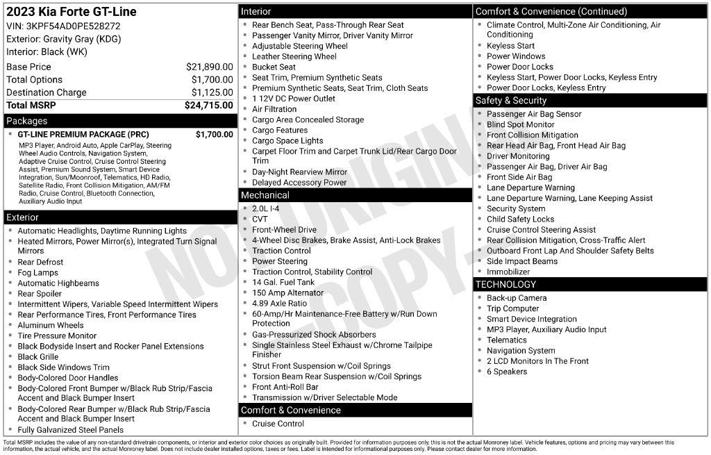 Used 2023 Kia Forte GT-Line w/ GT-Line Premium Package FWD image 19