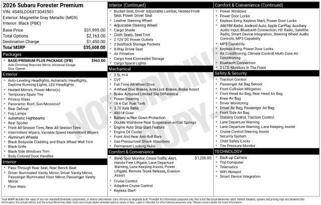 Certified 2026 Subaru Forester Premium w/ Base/Premium Plus Package AWD/4WD image 5