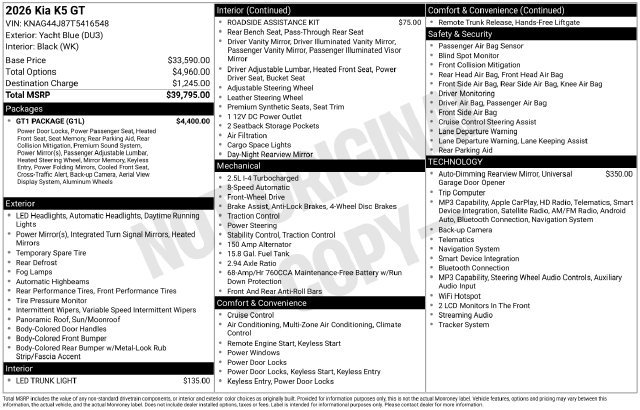 Used 2026 Kia K5 GT w/ GT1 Package FWD image 2