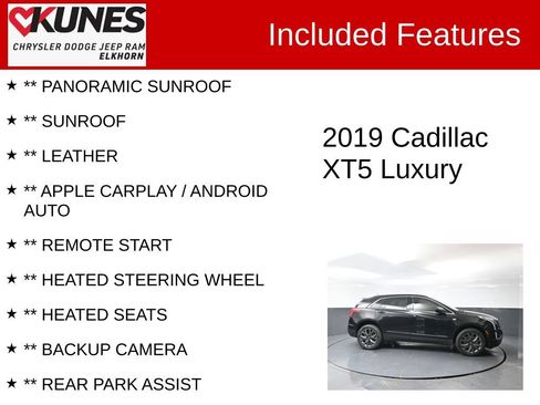 Used 2019 Cadillac XT5 Luxury w/ LPO, Black Ice Package AWD/4WD image 2