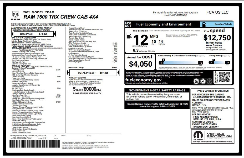 Used 2021 RAM 1500 TRX w/ TRX Level 2 Equipment Group AWD/4WD image 4
