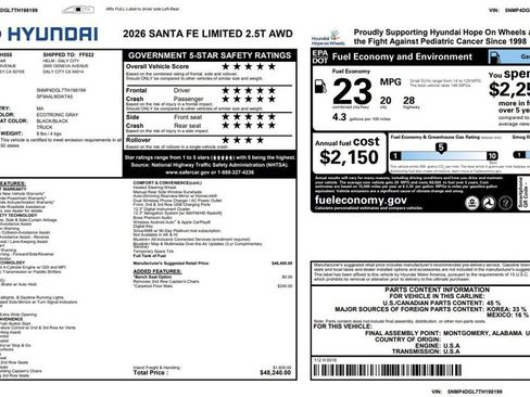 Used 2026 Hyundai Santa Fe Limited AWD/4WD image 2