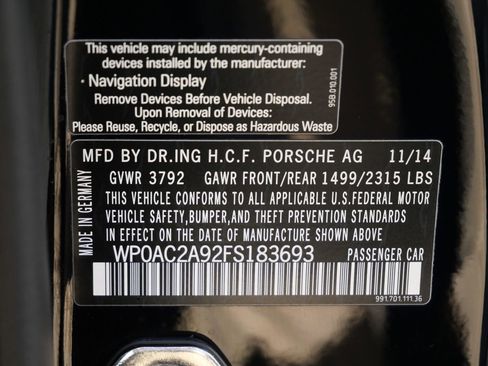 Used 2015 Porsche 911 GT3 w/ Carbon Interior Package image 26