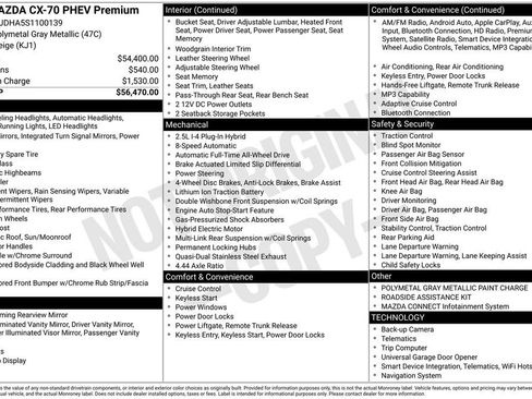 Certified 2025 MAZDA CX-70 Plug-In Hybrid w/ Premium Pkg AWD/4WD image 19