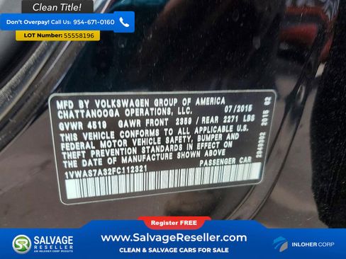 Used 2015 Volkswagen Passat 1.8T FWD image 16