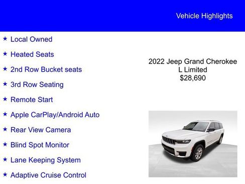Used 2022 Jeep Grand Cherokee L Limited AWD/4WD image 2