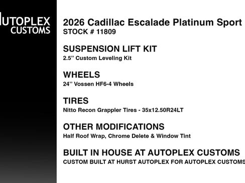 Used 2026 Cadillac Escalade Platinum Sport w/ LPO, Floor Liner Package image 2