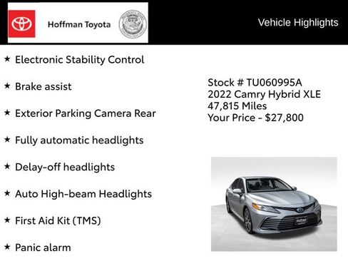 Used 2022 Toyota Camry XLE FWD image 36