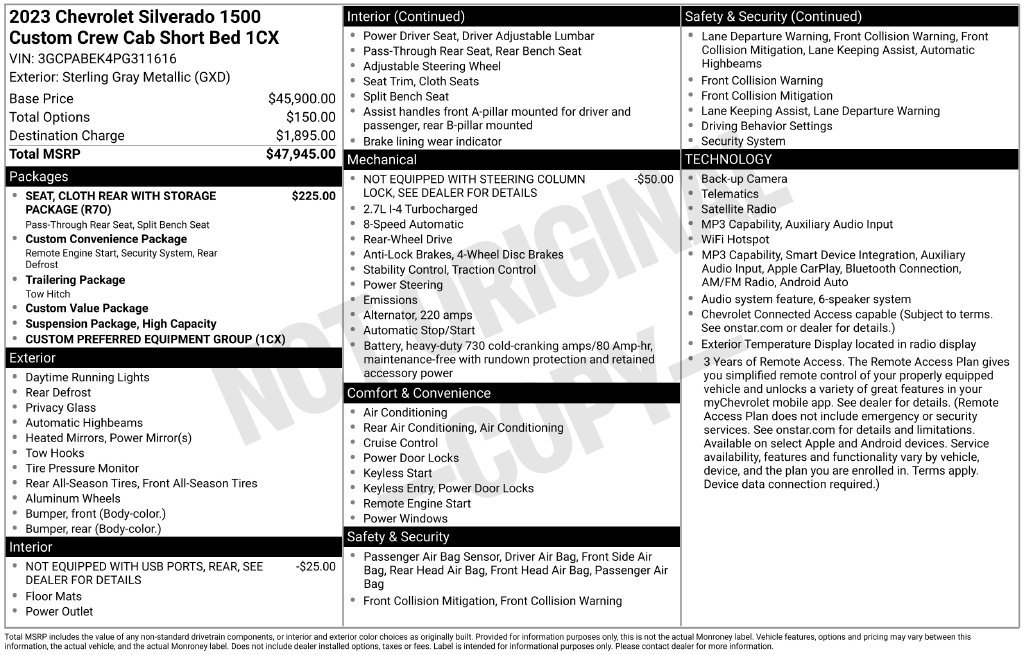 Used 2023 Chevrolet Silverado 1500 Custom RWD image 6