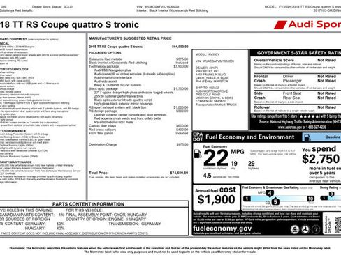 Used 2018 Audi TT RS w/ Technology Package image 12