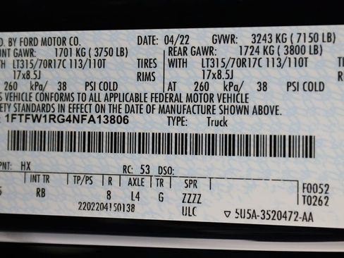 Used 2022 Ford F150 Raptor w/ Equipment Group 801A High AWD/4WD image 52