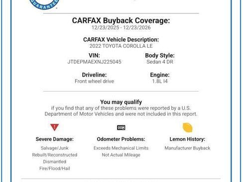 Used 2022 Toyota Corolla LE image 2