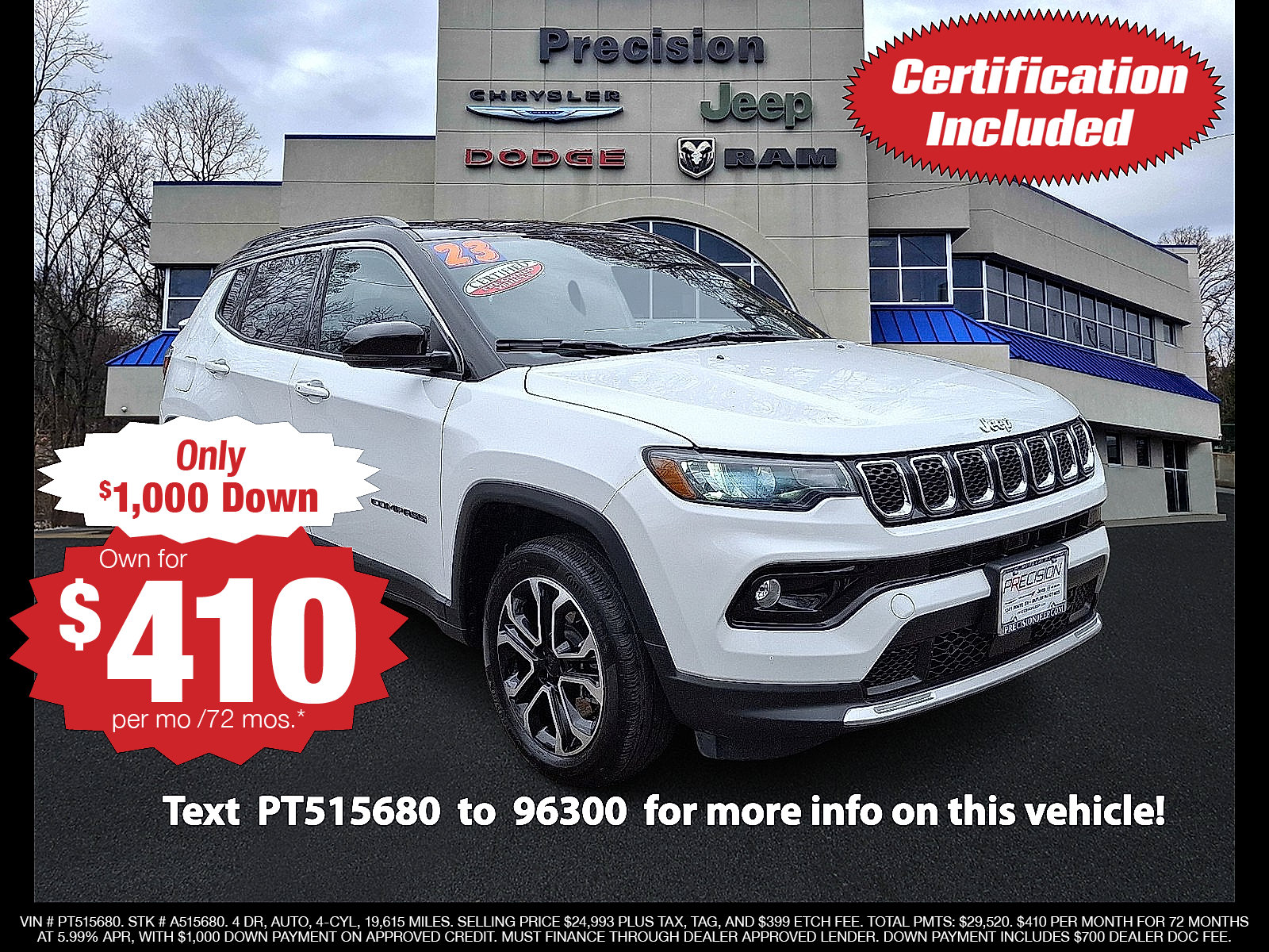 Certified 2023 Jeep Compass Limited AWD/4WD image 1